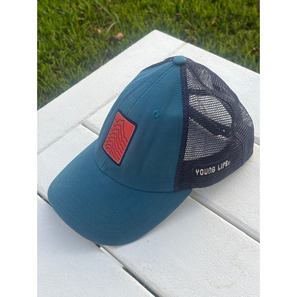 Young Life Ouray Sportswear Trucker Hat Teal Blue Mesh Snapback Cap 51239 mens